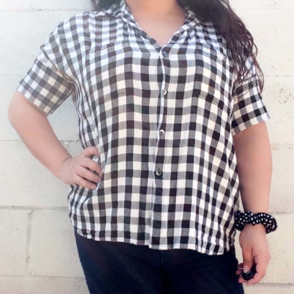 Madewell Courier Checkered Button Down Top
